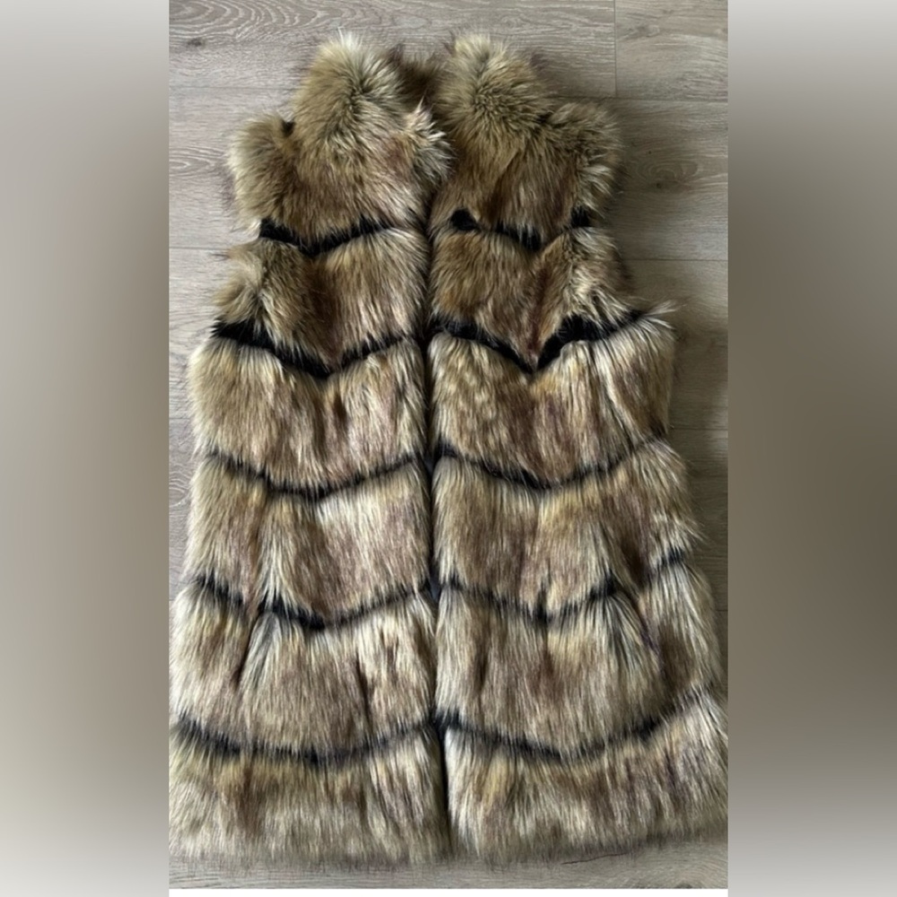 Donna Salyer Faux Fur Vest with Brown and Black Accents
